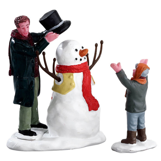 Elegante Schneemann-Set mit 2 Stück - Weihnachtsdorf