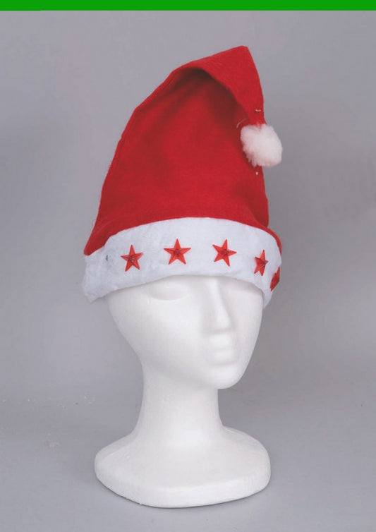 Gorro Rojo Con Estrellas Brillantes 45cm Decoración navideña