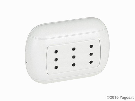 White Oval Shaped Triplex 2P+E 10A Socket