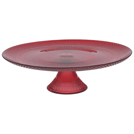 Red glass cake stand 28x9h cm Passion