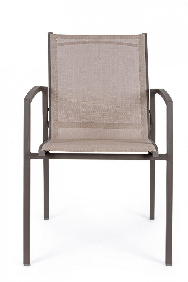 Hilla Coffee Aluminum Chair With Armrests