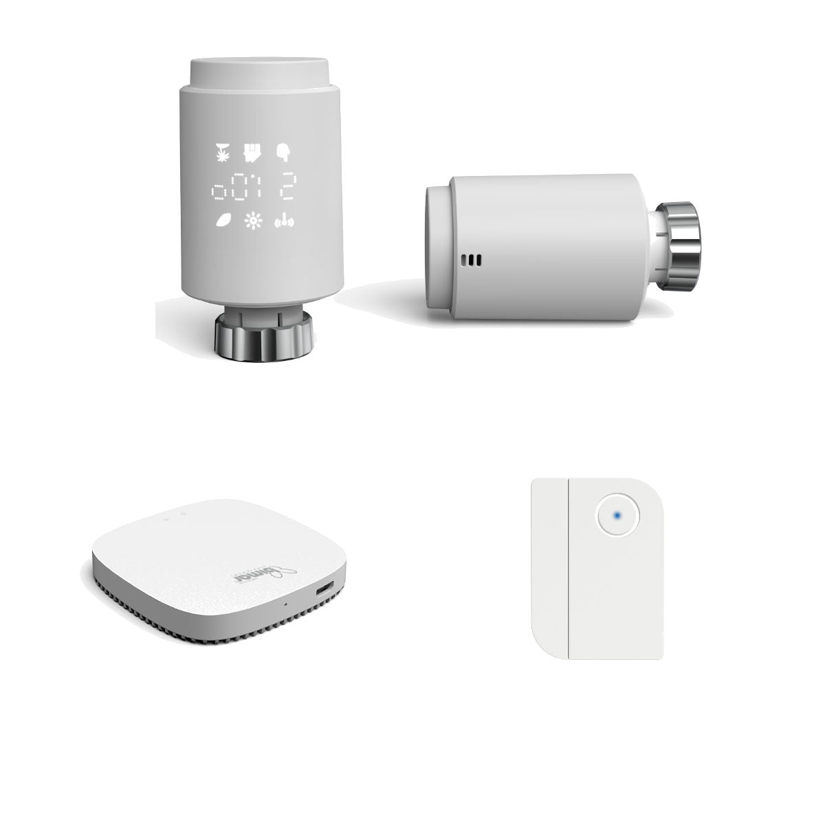 Smart Home Automation Control Kit - 2 Thermostatic Valves, 1 Gateway, and 1 Door/Window Sensor - 193x130x105 mm