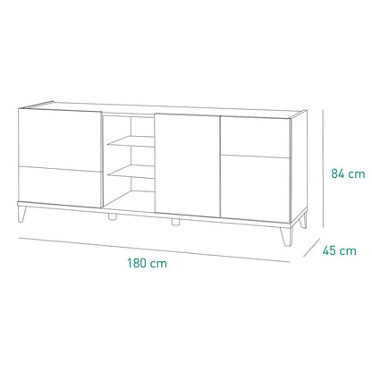 Vittoria niedriger Schrank mit 3 Türen und 1 Fach