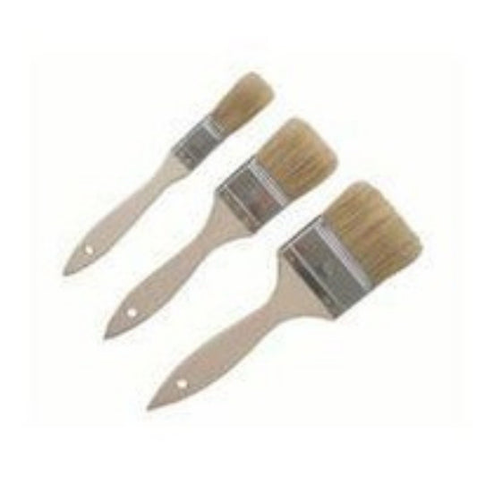 Set of 3 bristle brushes with wooden handle