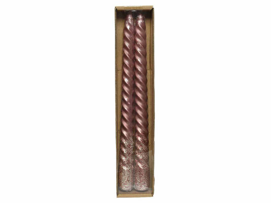 Set 2 Candles 25H Cm Pink Metallic Effect Christmas Candle