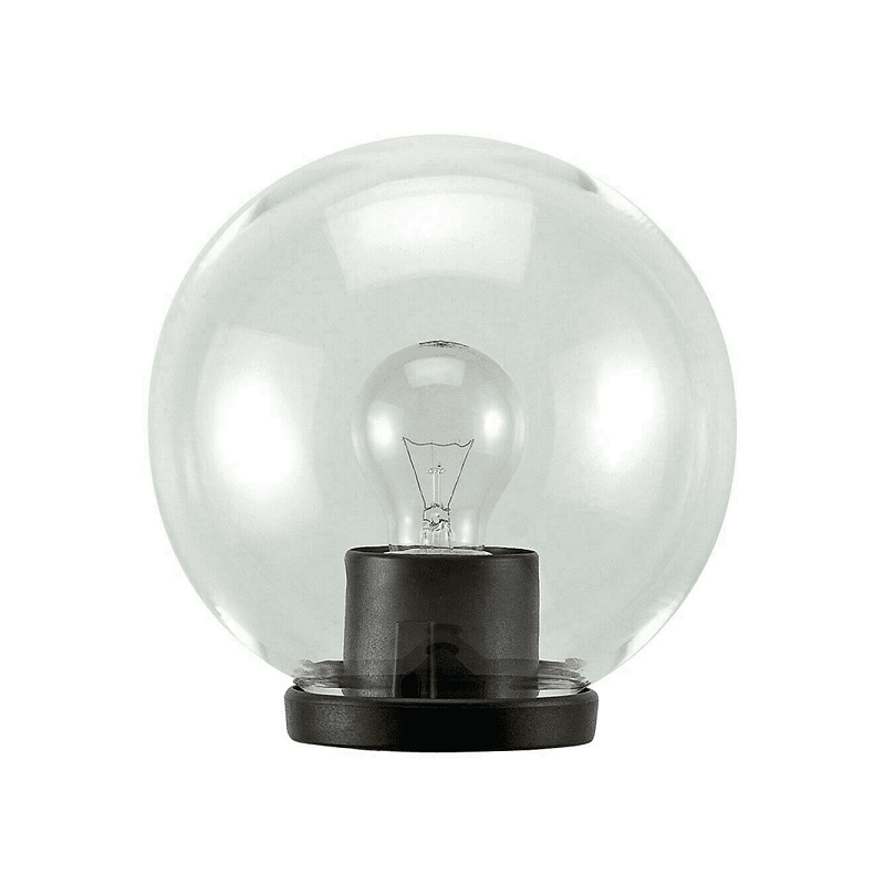 60 watt globe pole head lantern, 30cm diameter, black color and clear ball.