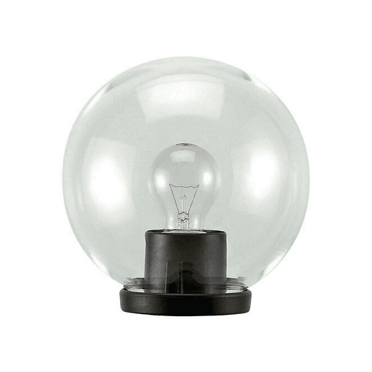 60 watt globe pole head lantern, 30cm diameter, black color and clear ball.