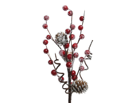 Zweig mit schneebedeckten Beeren H30 cm