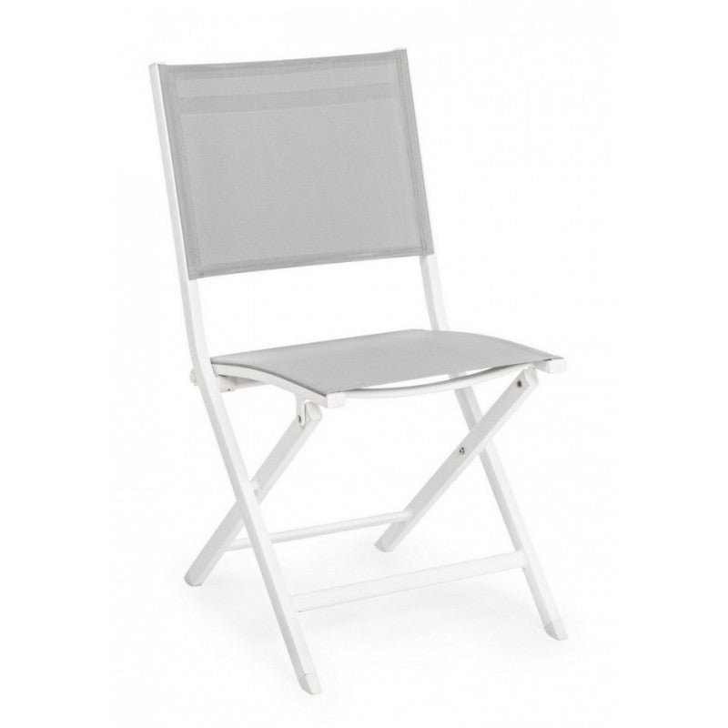 Silla Exterior En Aluminio Blanco Gris Elin 47X57X H88 Cm