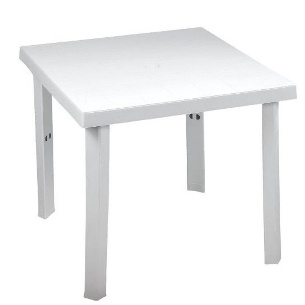 Square outdoor table in white Figaro resin