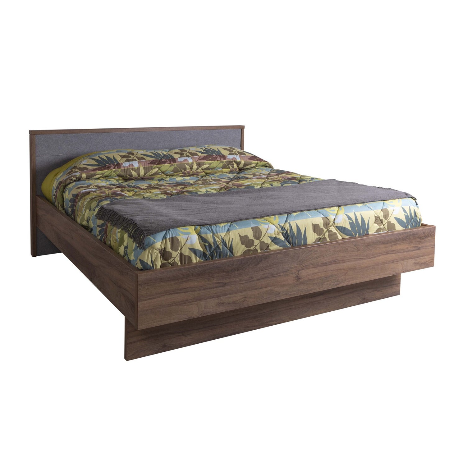 Audace Walnut/Grey Double Bed - 193.50x98.10x218 cm