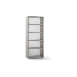 Modern bookcase in Beton Cemento wood with four shelves 71x41x h182 cm