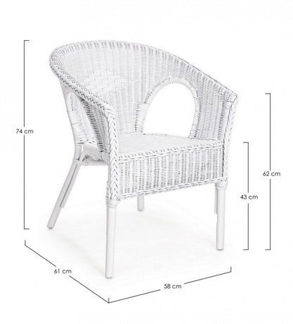 Weißes Rattan-Sessel Alliss - 58x61x74 cm