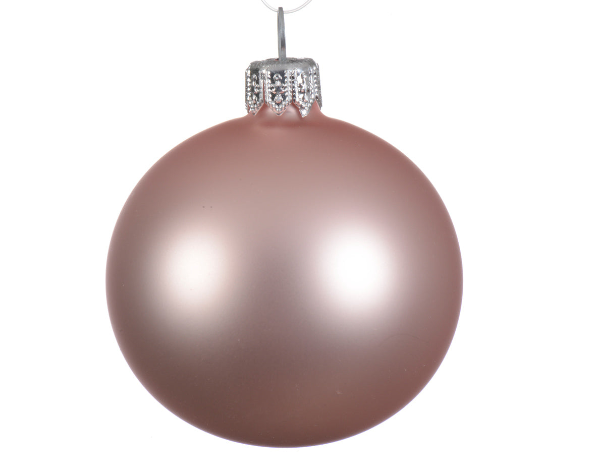 6cm Matte Glass Christmas Ball in Powder Pink