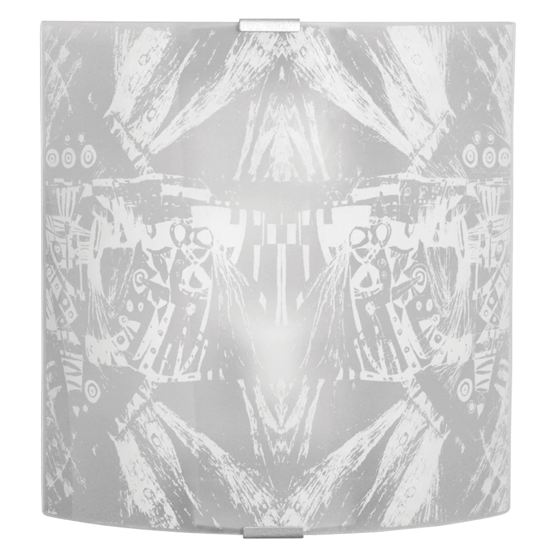 Wall Lamp 1xE27 Silver Frame Glass Plate Decorated Abstract E-Energy Roberta