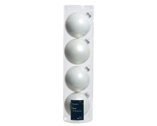 Box of 4 white Christmas baubles ø10 cm