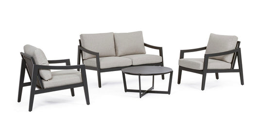 Sirenus anthracite gray 4-piece lounge garden set with cushions