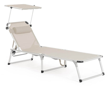 Folding Sun Lounger with Gray Ice Canopy - 193x76x31 cm