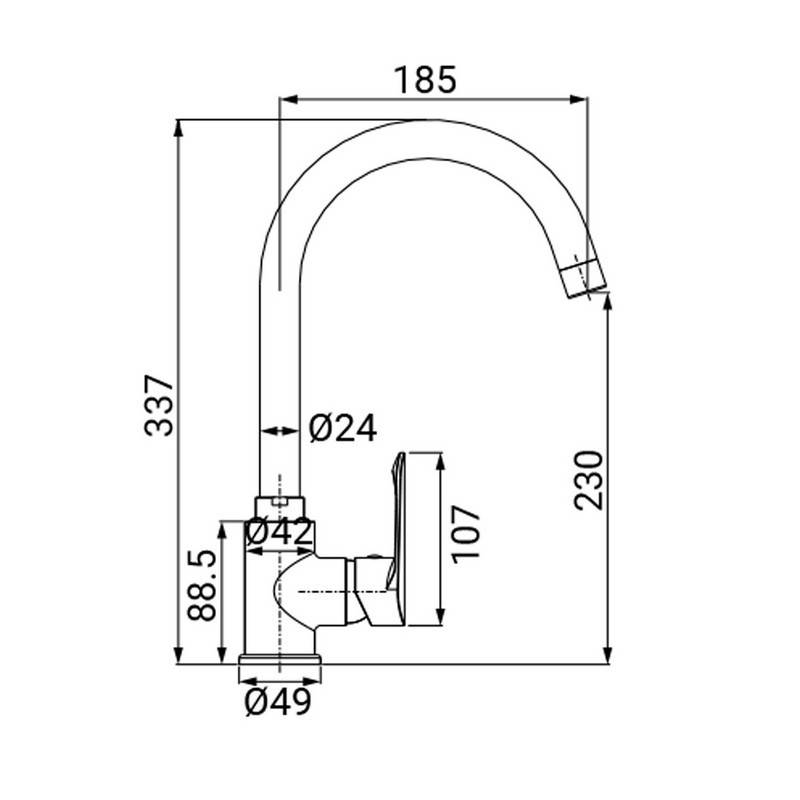 Mezclador de lavabo con caño alto, acabado cromado - Serie One