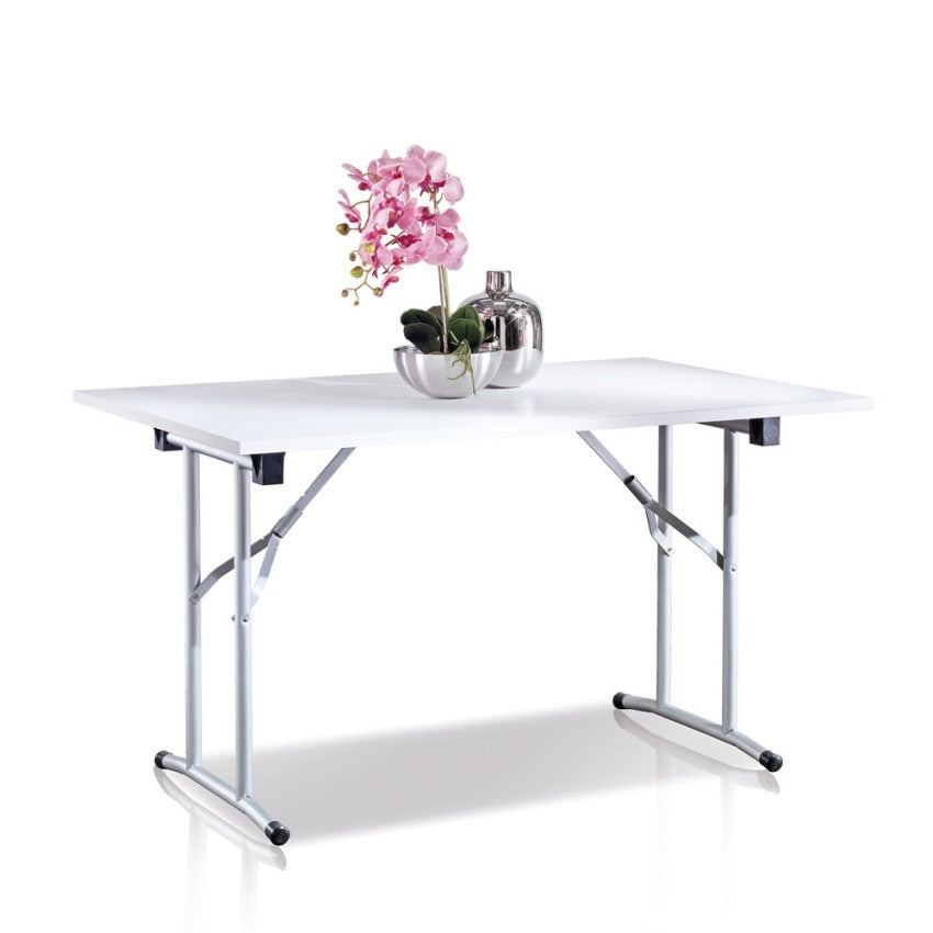 White table with folding legs