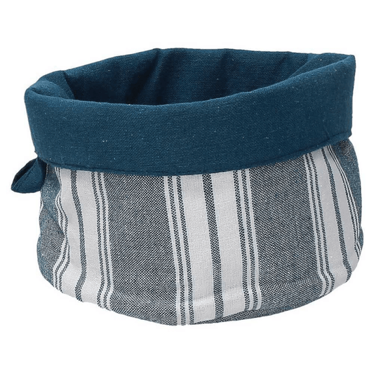 Bread Basket 18 Cm X H 16,5 Cm Teal Blue Cotton