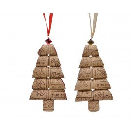 Cork tree hanger for Christmas decorations 2x7x h12 cm 1 pcs