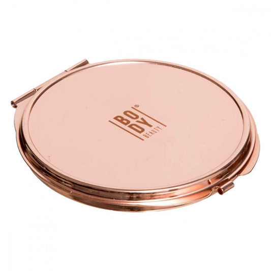 Pocket mirror in pink metal