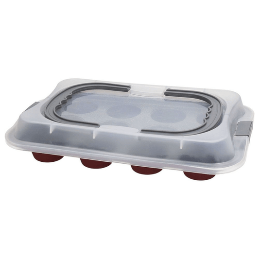 Muffin Mold 12 Cups Cm 6 with Red Carbon Steel Lid