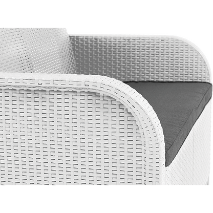 Conjunto Keter 2 Sillones + Sofá + Mesa contenedora ROSALIE LOUNGE blanco