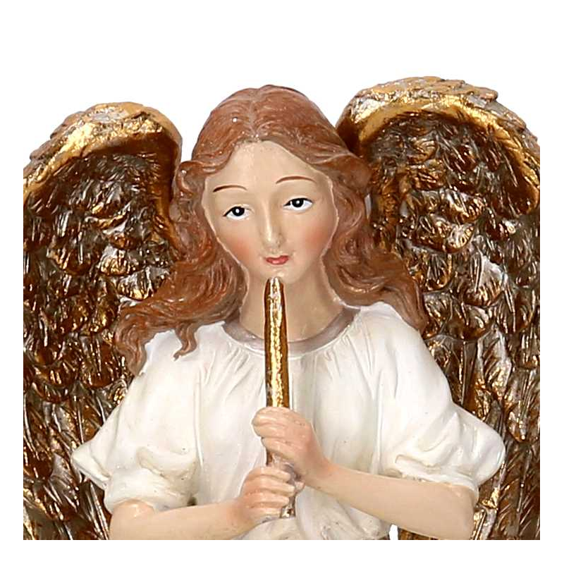 Angel in white resin and gold 12.5x11.5x25.5 cm