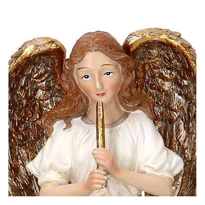 Angel in white resin and gold 12.5x11.5x25.5 cm