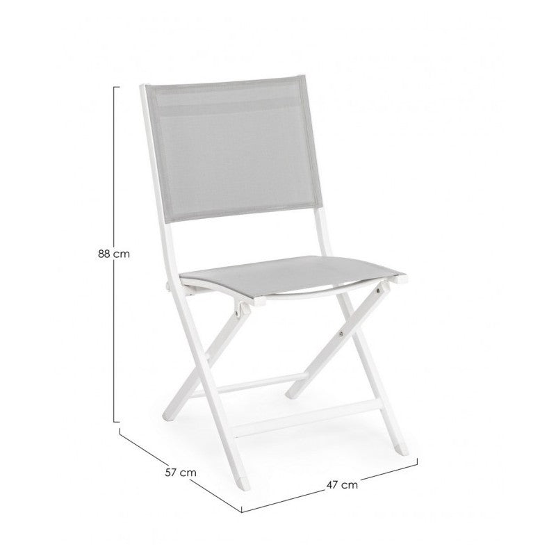 Silla Exterior En Aluminio Blanco Gris Elin 47X57X H88 Cm