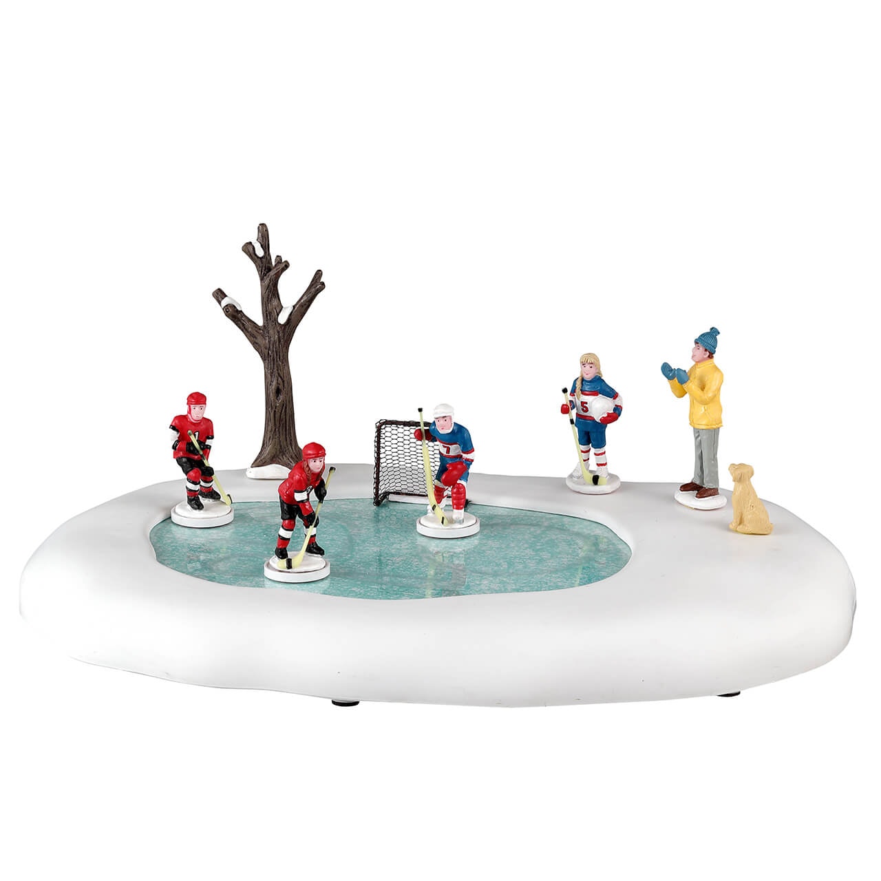 Figura de niñas jugando hockey para aldea navideña