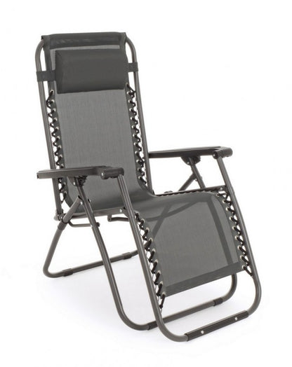 Silla reclinable gris para exteriores 65x176x80 cm