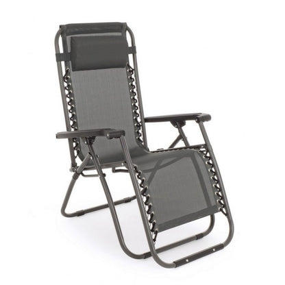 Silla reclinable gris para exteriores 65x176x80 cm