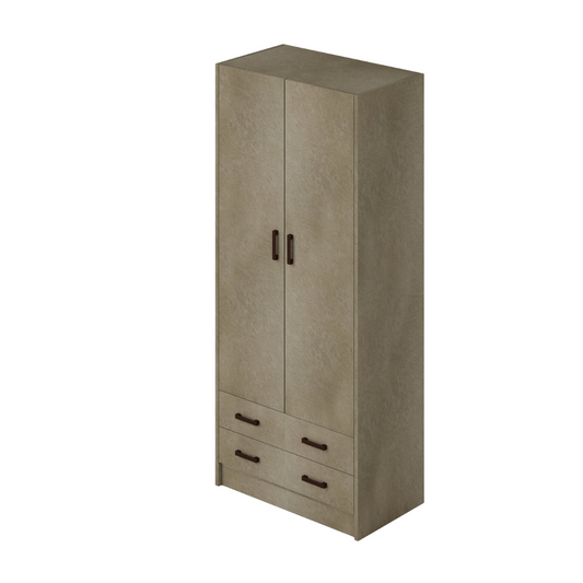 Two-Door Wardrobe with Drawers in Argilla Color H210x90x52cm