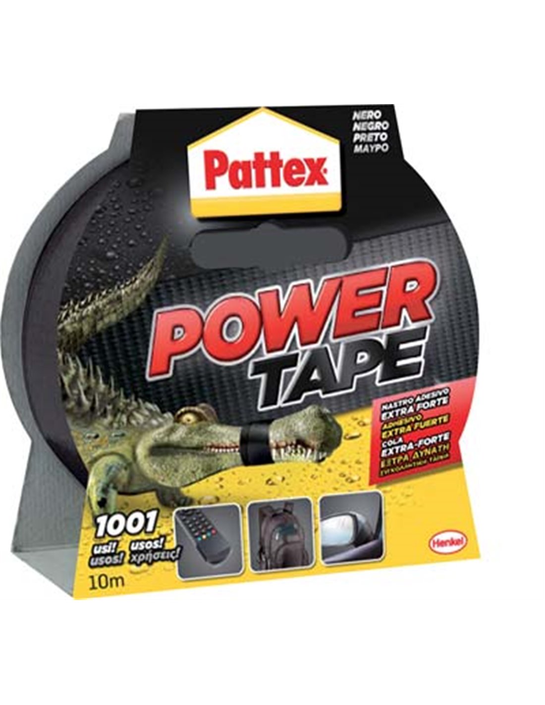 High strength Power Tape Pattex black, 50 mm wide and with a capacity of 10 ml.