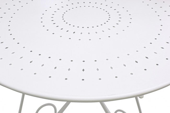 Etienne classic white table D90 in metal for outdoor use