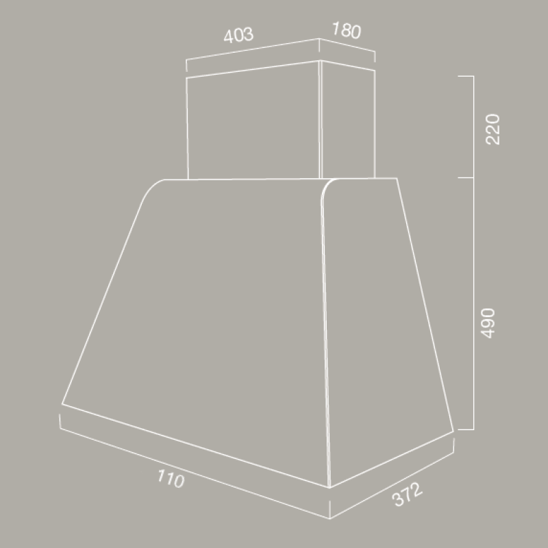 Campana extractora BRIO METAL de acero inoxidable bruñido 110 cm