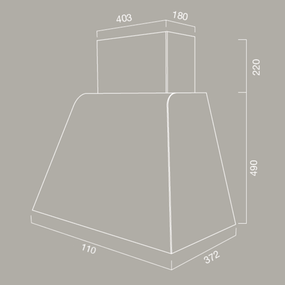 Campana extractora BRIO METAL de acero inoxidable bruñido 110 cm