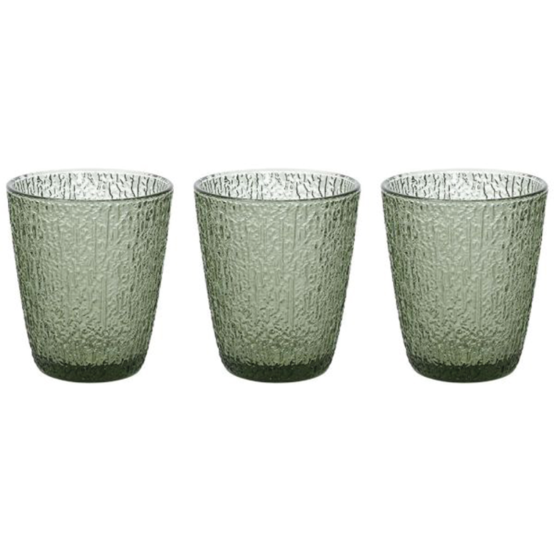 Set 3 Green Glass Tumblers 280 Cc DAVOR Line