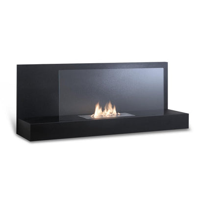 Wall-mounted Design Bioethanol Fireplace - Black - 90cm x 26cm x 50cm