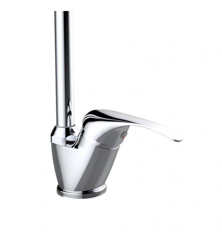 Eva series sink mixer with high spout and chrome finish.