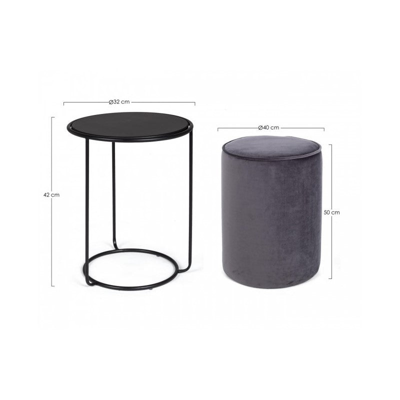 Annika dark gray modern coffee table-ottoman combo set