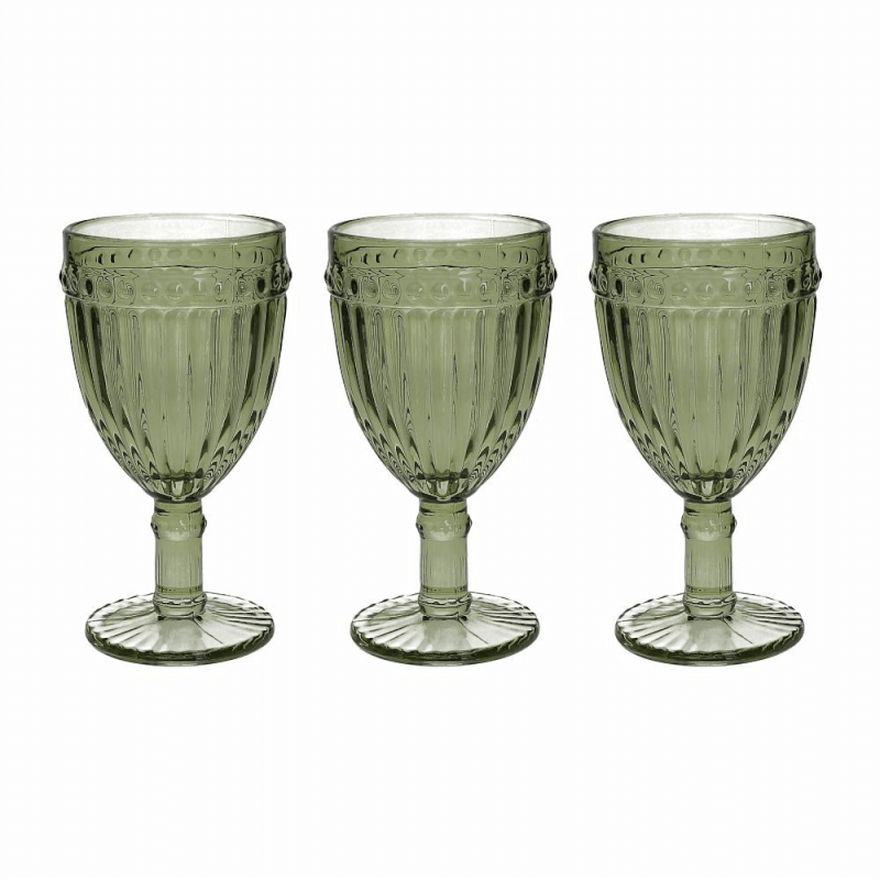 Set 3 Goblets Green Cc310 Dorico Green Glass