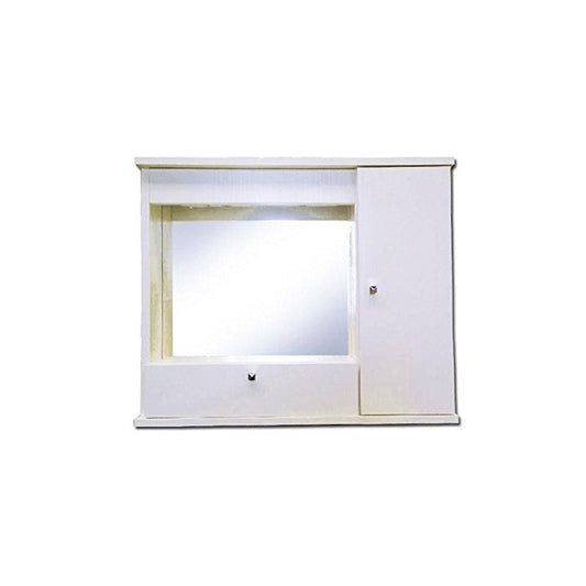 Mueble de baño con espejo de fresno blanco con 1 puerta oscilobatiente h.61x73x14 cm