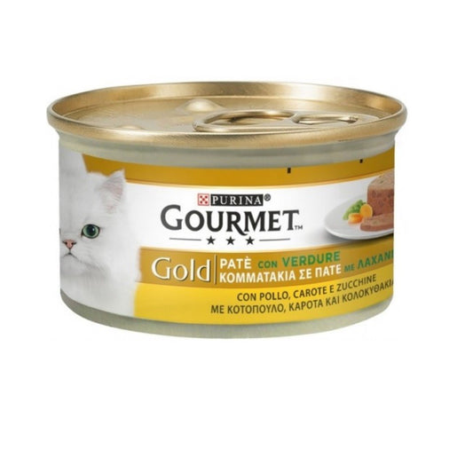 Gourmet Gold Patè de pollo, zanahorias y calabacín Purina 85 gramos