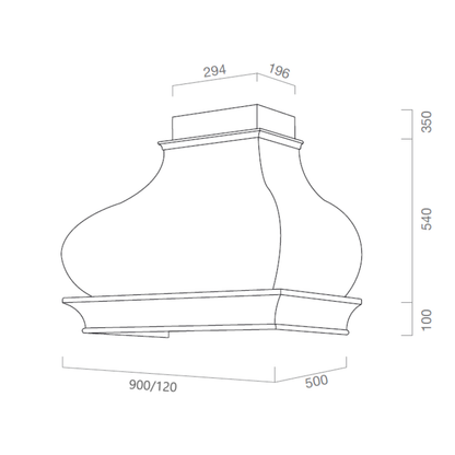 BOMBINA extractor hood in stainless steel and 120 cm walnut colored wooden frame