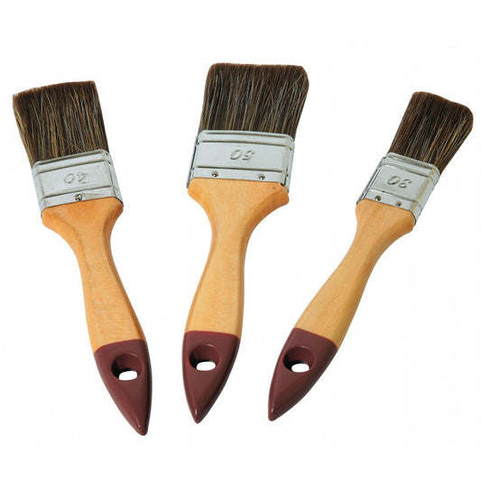 Set of 3 brushes with wooden handle in an elegant brown tone.