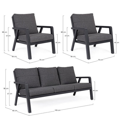 Truman anthracite garden lounge set